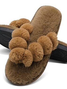BRAND NEW Women's Brown Round Bedroom Slippers